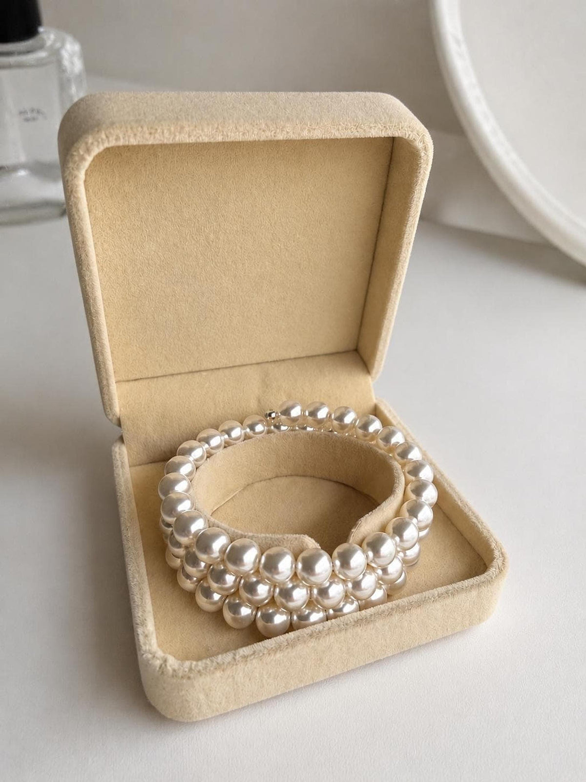 Multi-Strand Pearl Cuff Bracelet, Elegant Bridal Jewelry for Weddings