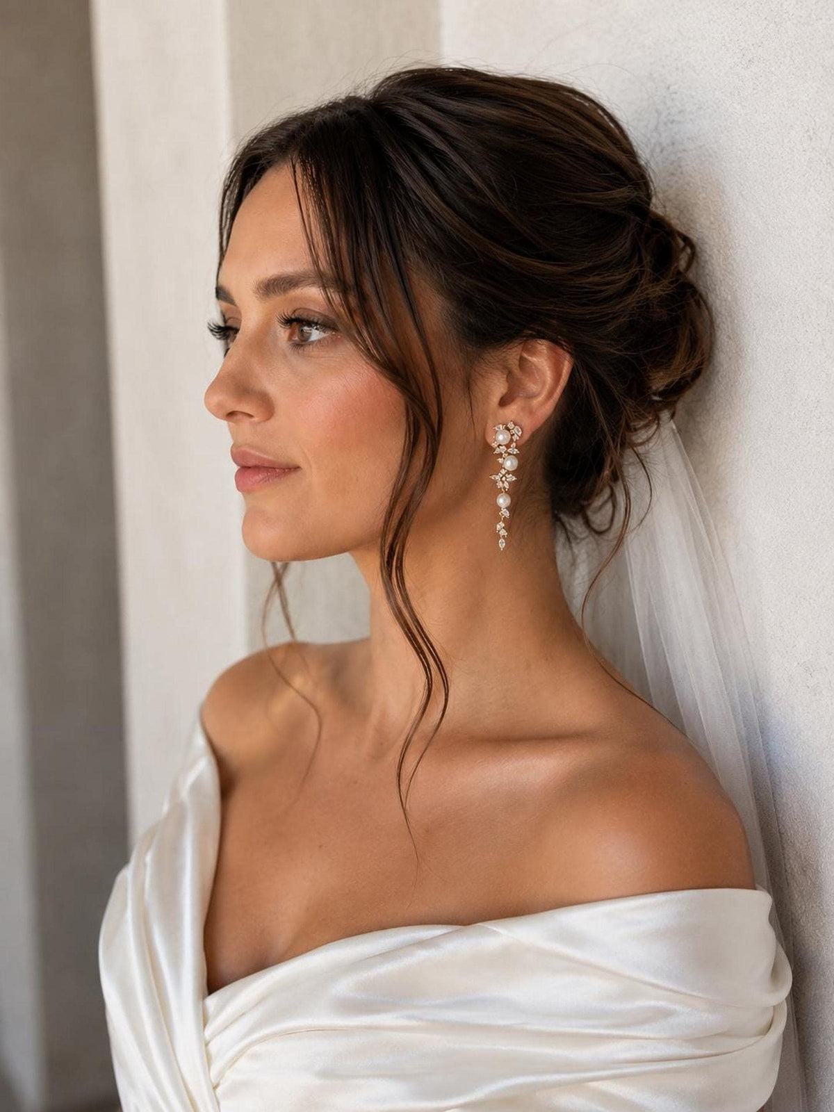 Celestia Pearl Cascade Bridal Earrings