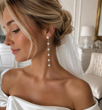 Pearl Drop Earrings, 14K Gold Plated, Bridal Wedding Jewelry