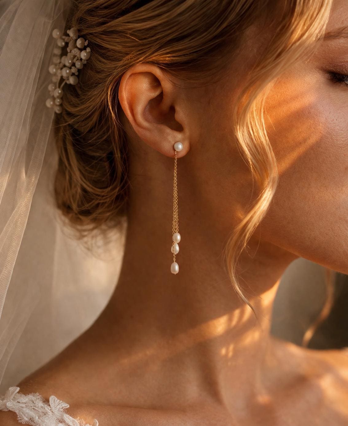 Delicate Bridal Pearl Earrings