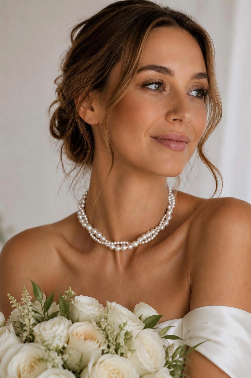 Ethereal Pearl Bridal Necklace, Brides Wedding Jewelry