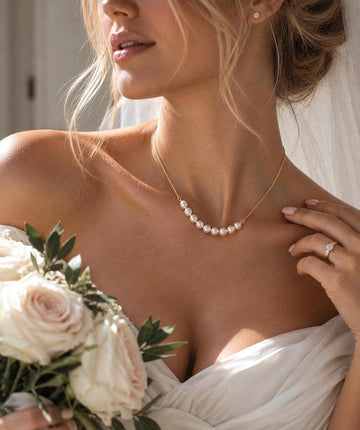 Ethereal Pearl Bridal Necklace, Gold Plated Chain, Minimalist Bride Jewelry
