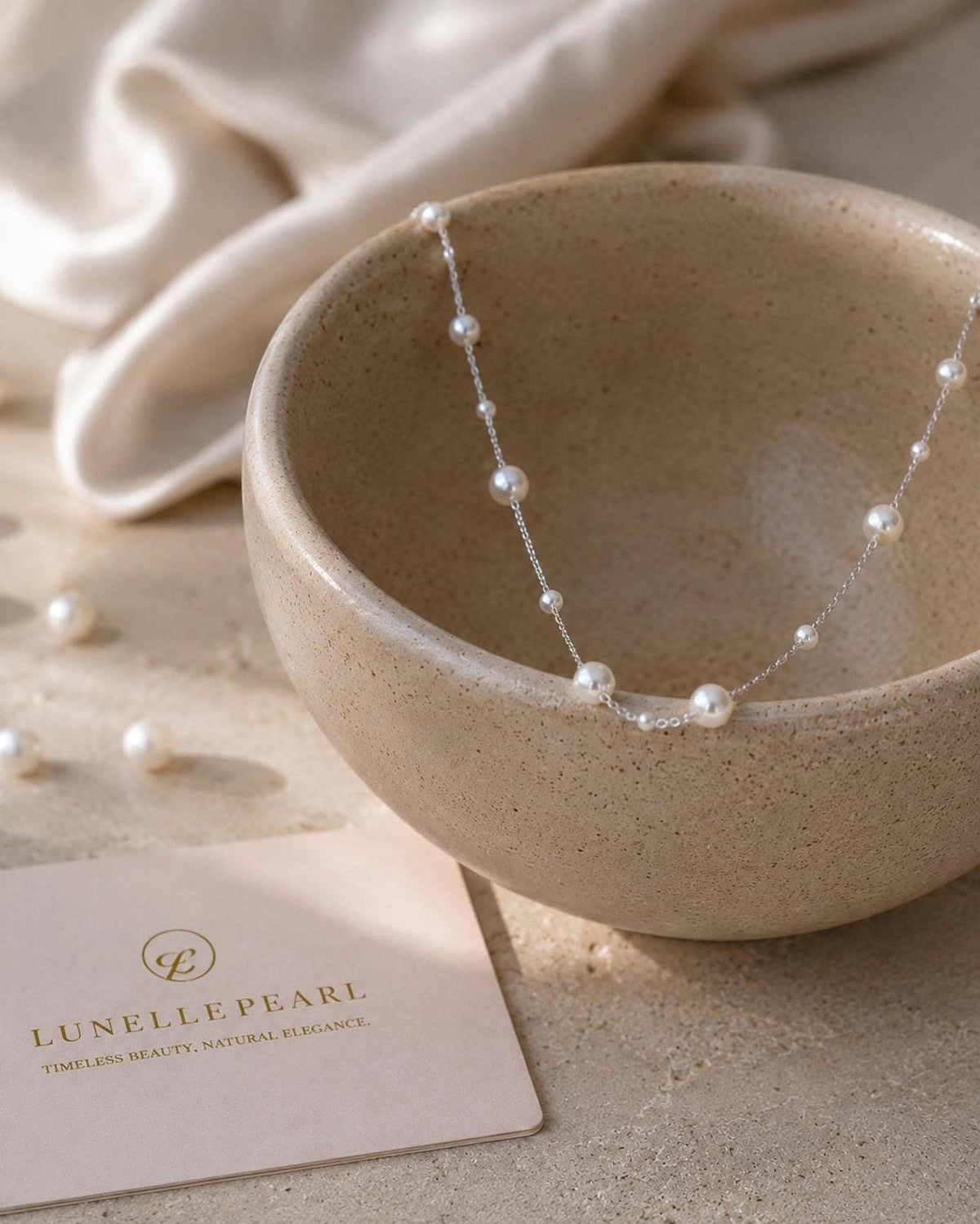 Delicate Pearl Bridal Necklace | Silver-Tone Chain, Handmade Wedding Jewelry