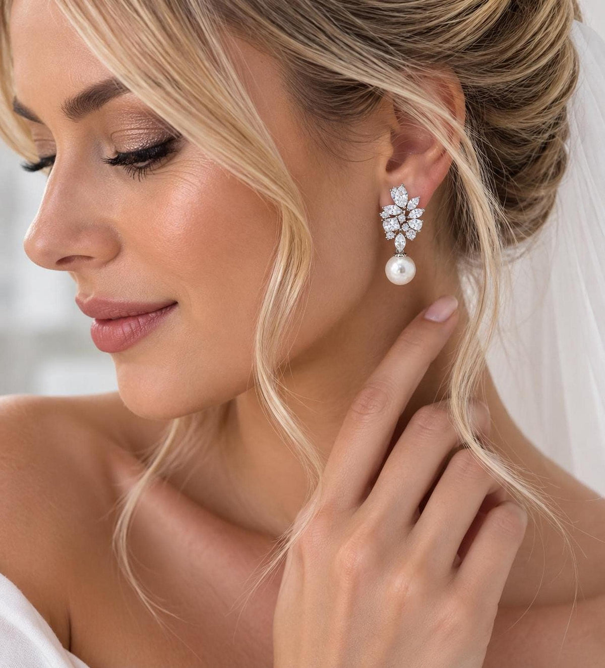 The Duchess Pearl Drop Earrings – Crystal Bridal Wedding Jewellery