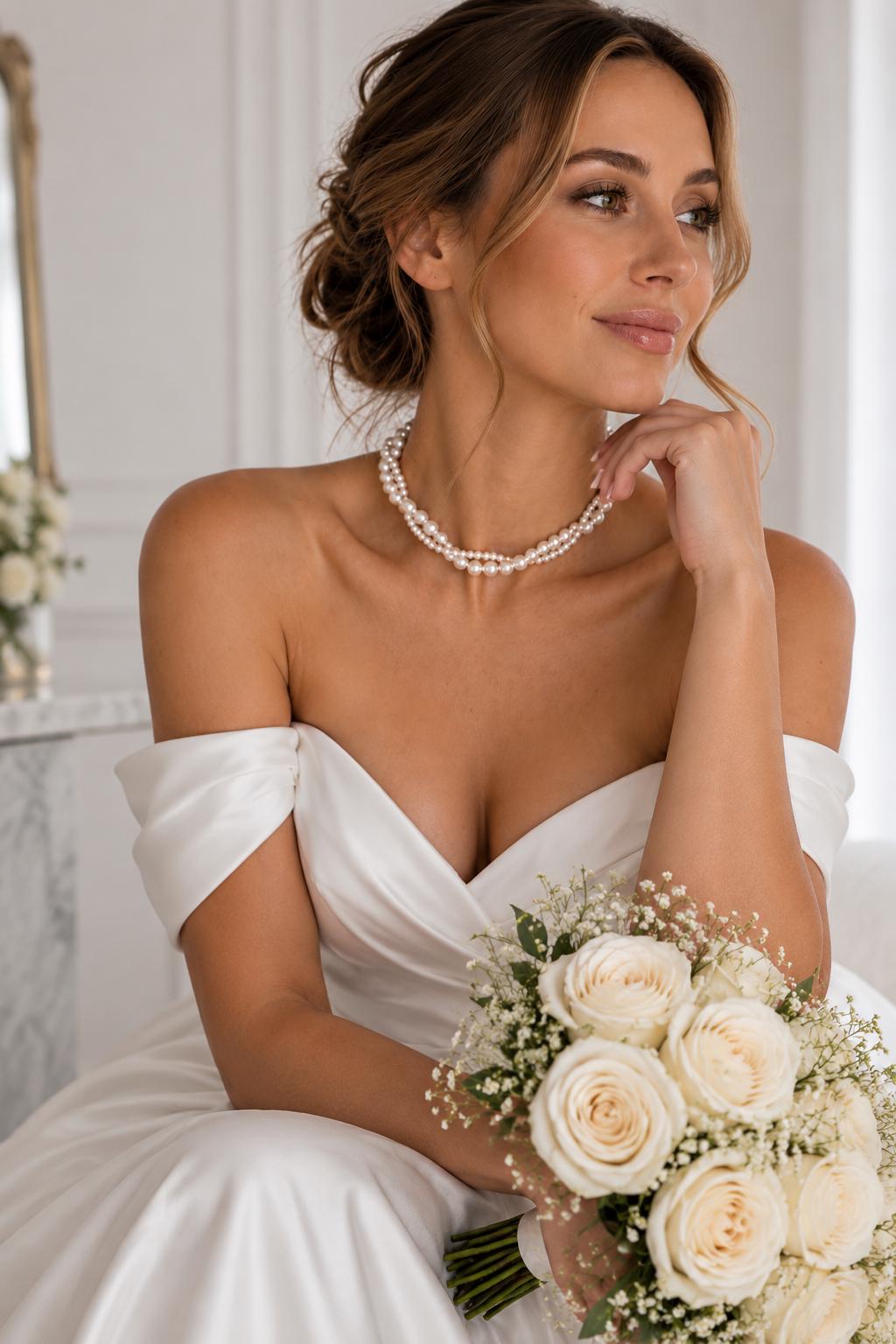 Ethereal Pearl Bridal Necklace, Brides Wedding Jewelry