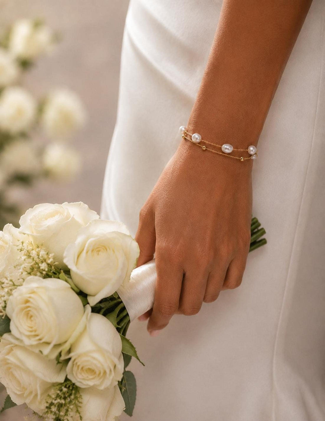 Pearl Bracelet for Brides – Dainty Wedding Jewellery, Gold Plated