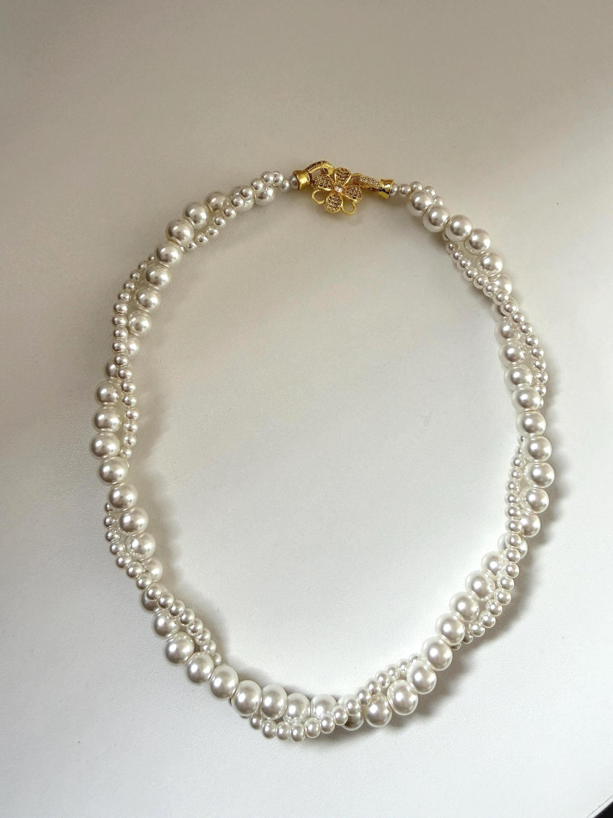 Elegant Layered Pearl Necklace, Custom Length Bridal Jewelry in Ivory