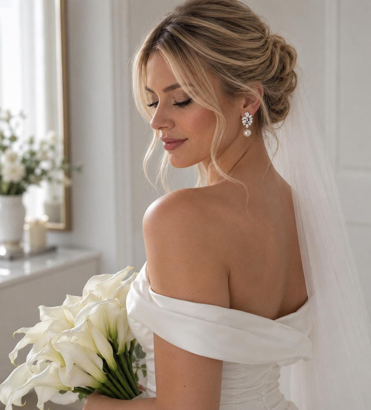 The Duchess Pearl Drop Earrings – Crystal Bridal Wedding Jewellery