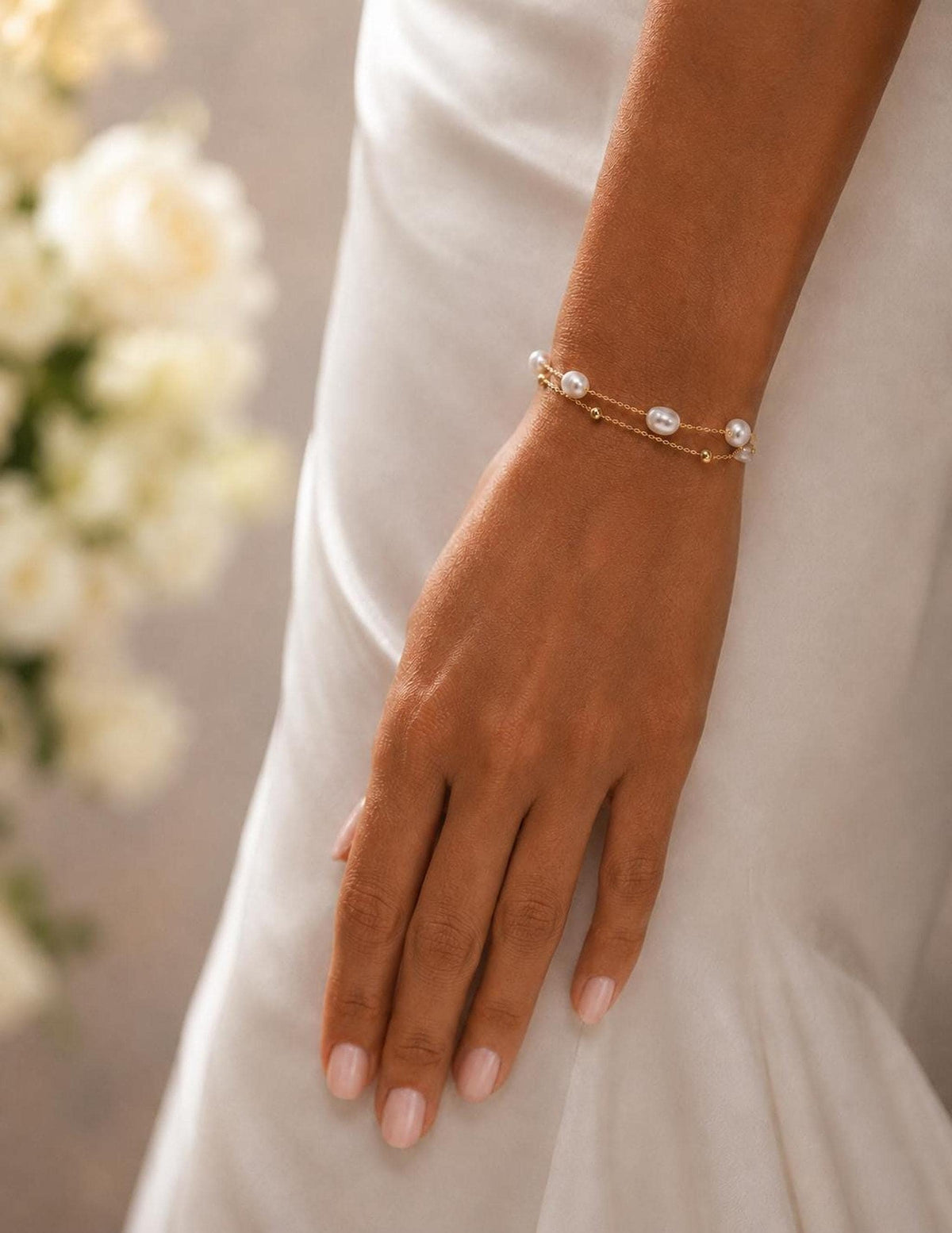 Pearl Bracelet for Brides – Dainty Wedding Jewellery, Gold Plated