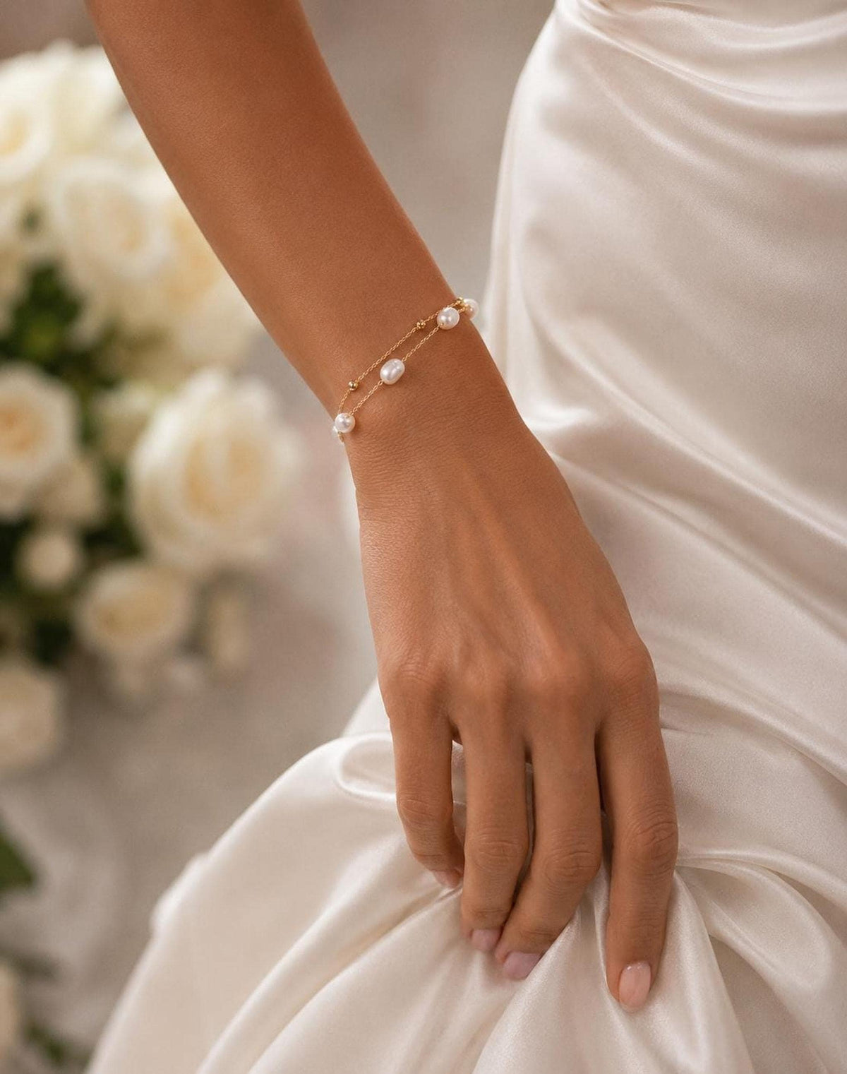 Pearl Bracelet for Brides – Dainty Wedding Jewellery, Gold Plated