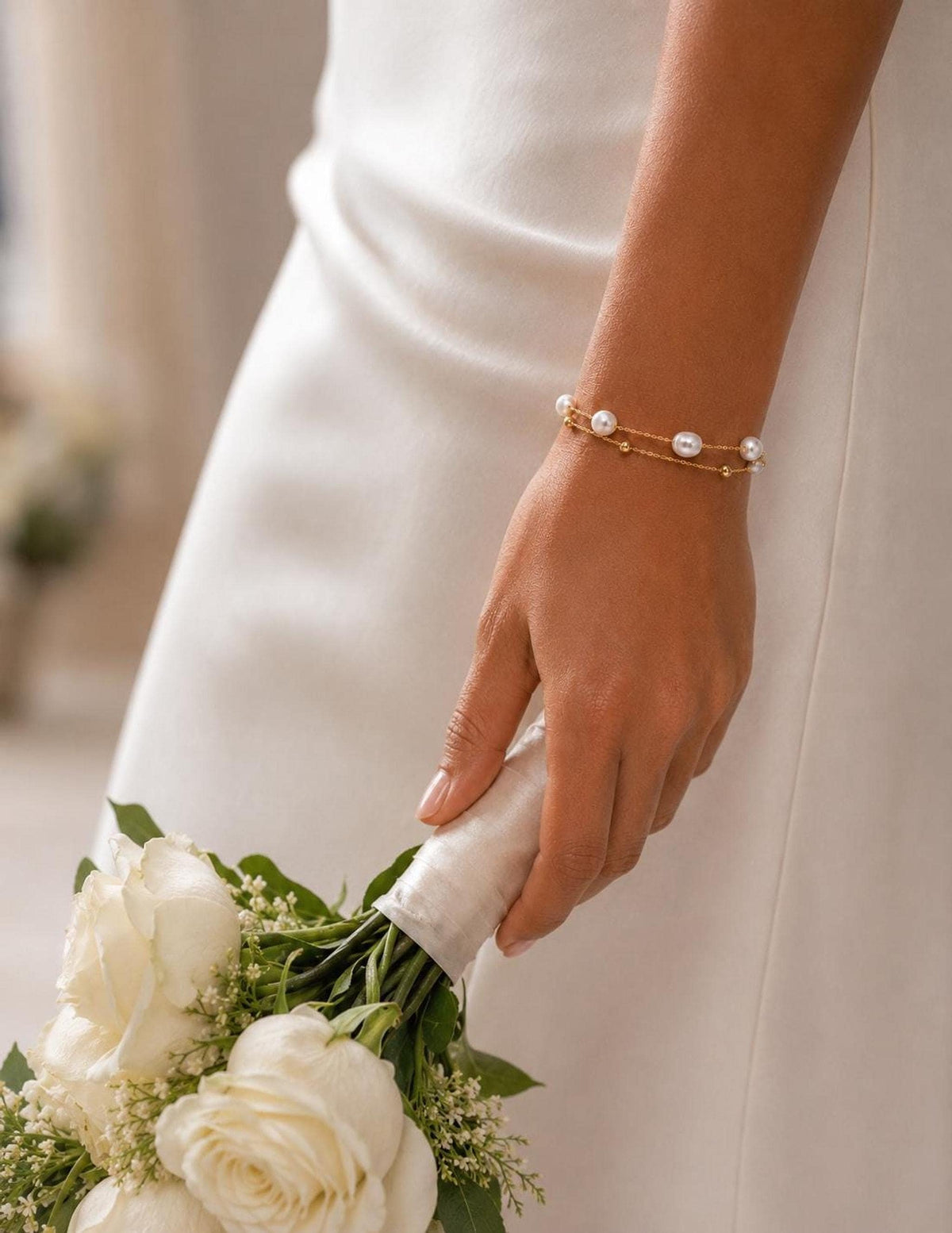 Pearl Bracelet for Brides – Dainty Wedding Jewellery, Gold Plated