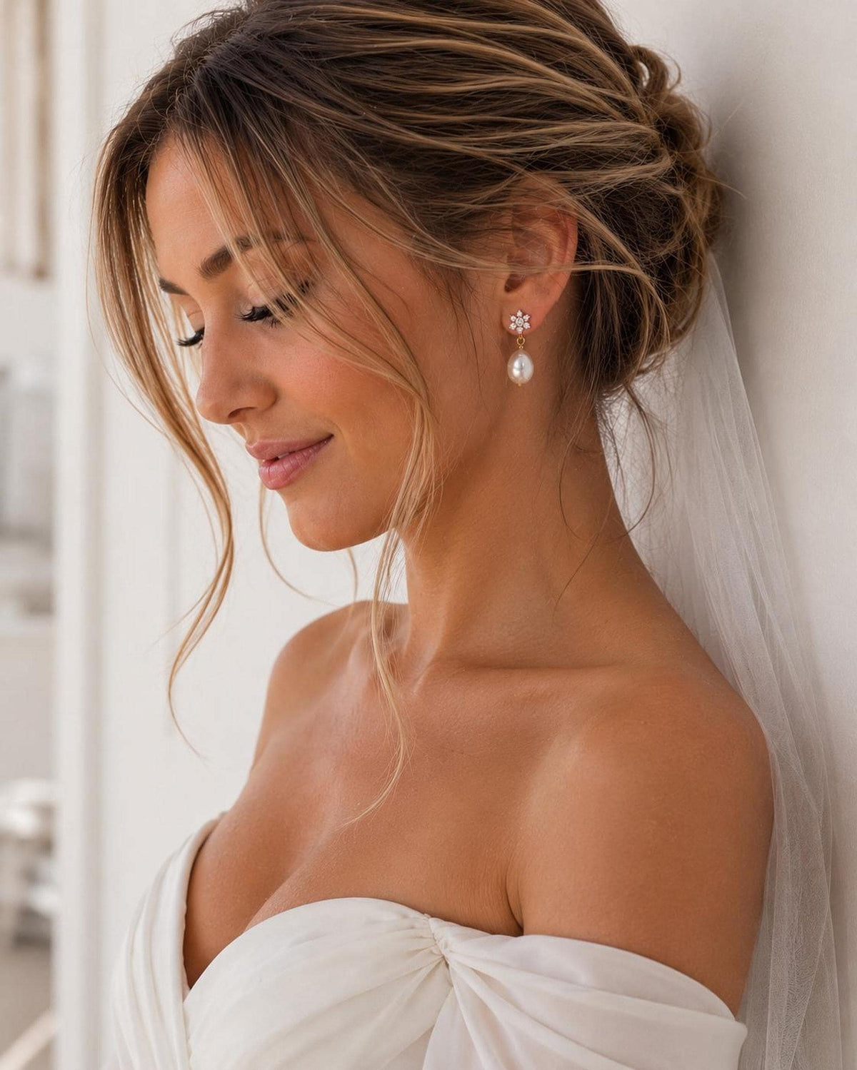 Baroque Pearl Earrings, 925 Silver 14K Gold Plated Bridal Drop Jewelry