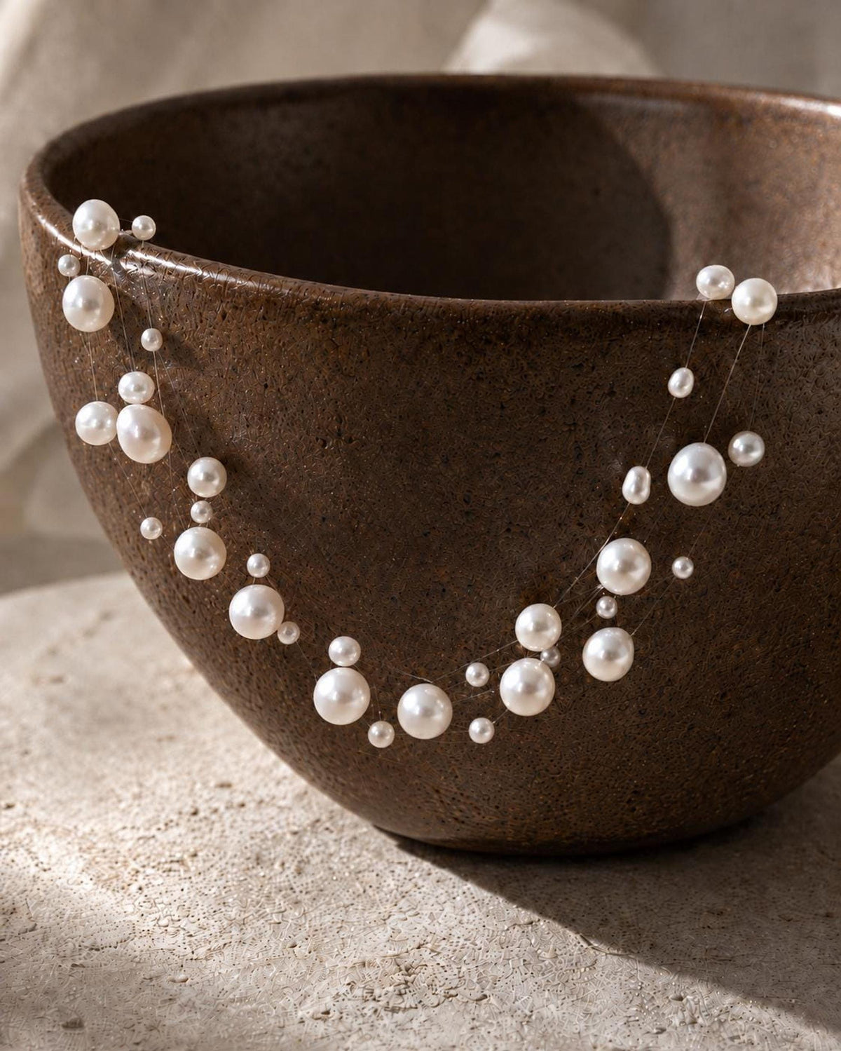 Delicate Pearl Bridal Necklace, Handmade Floating Jewelry for Brides and Bridesmaids