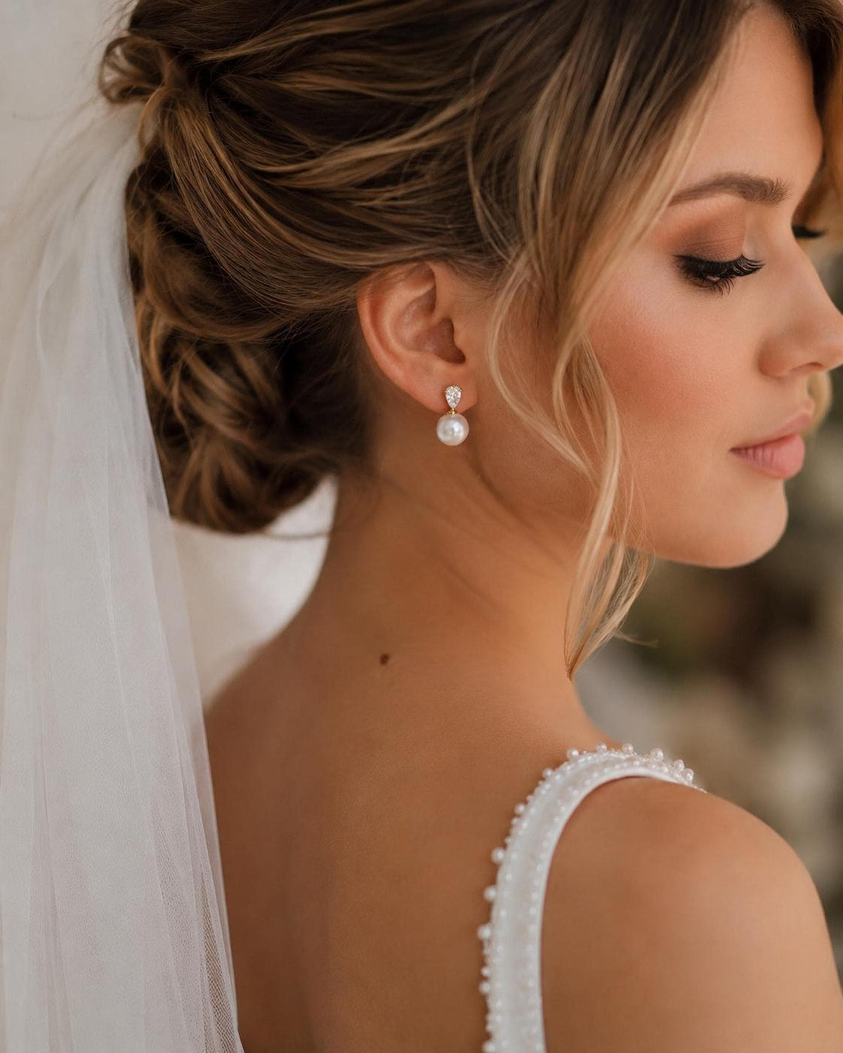 Bridal Pearl Drop Earrings