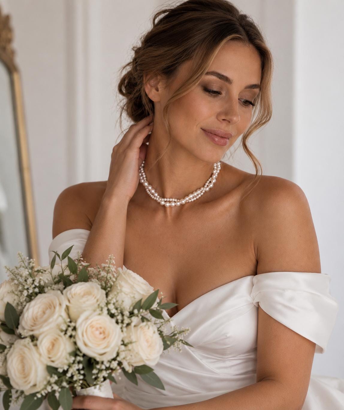 Ethereal Pearl Bridal Necklace, Brides Wedding Jewelry