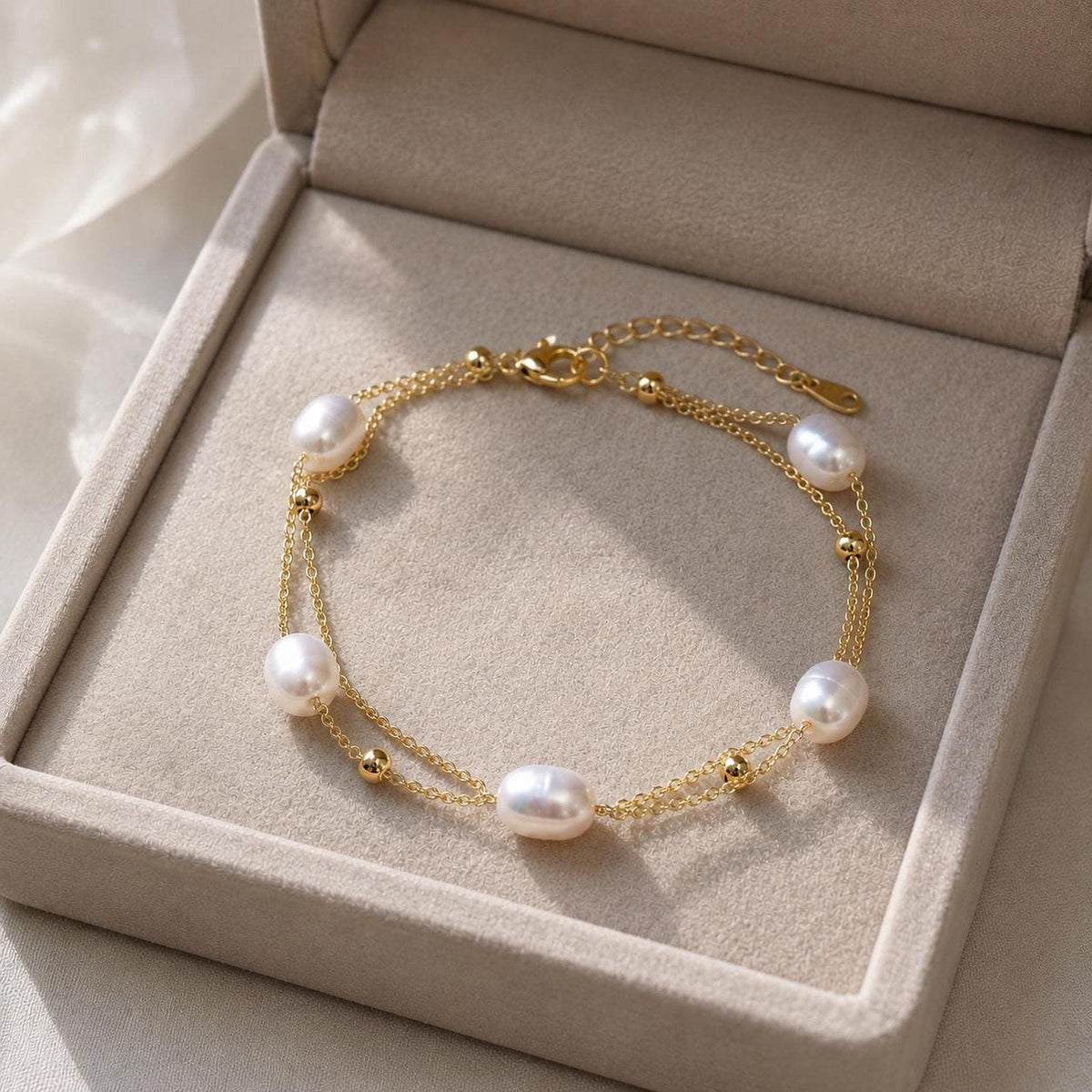 Pearl Bracelet for Brides – Dainty Wedding Jewellery, Gold Plated