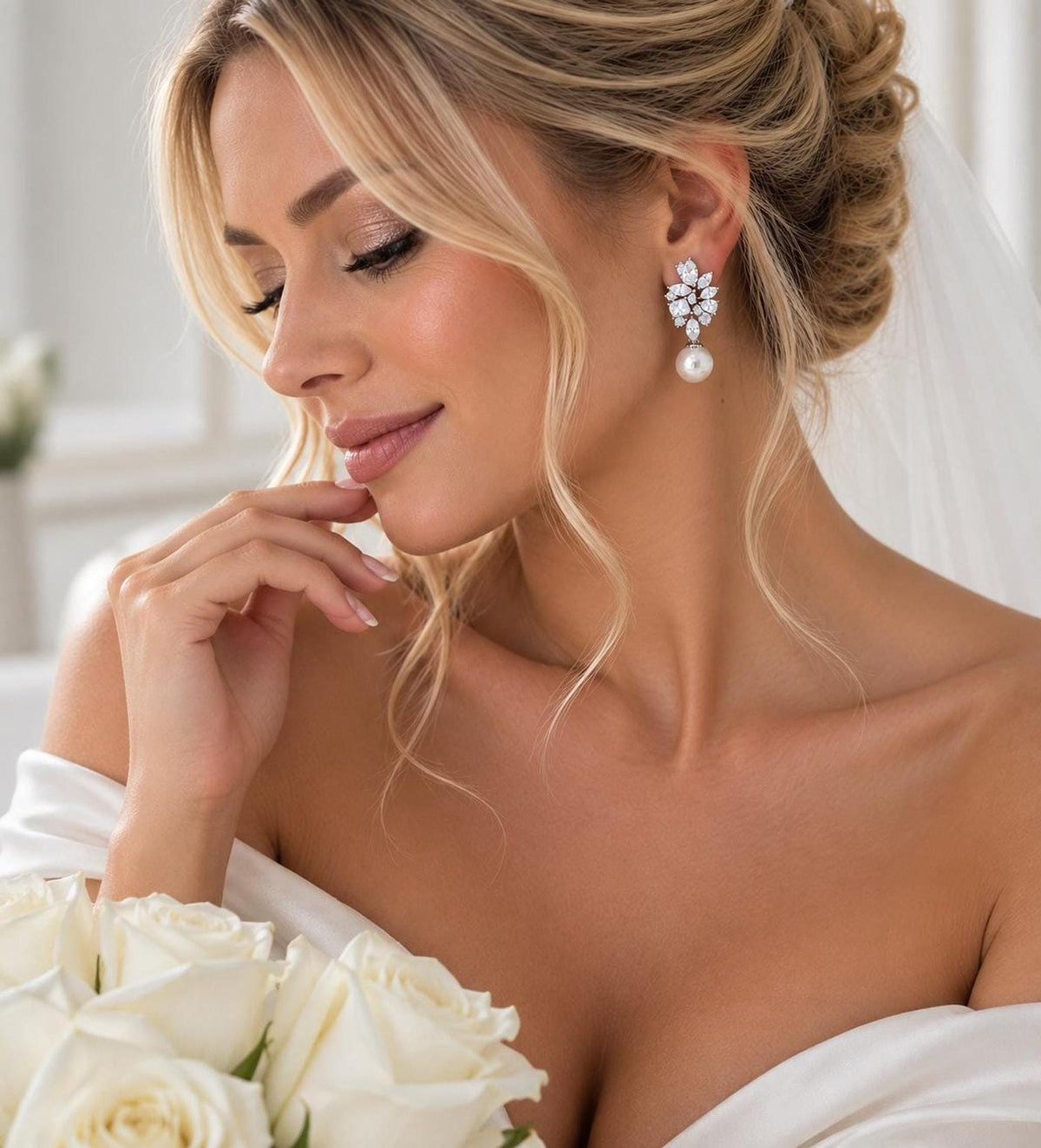 The Duchess Pearl Drop Earrings – Crystal Bridal Wedding Jewellery