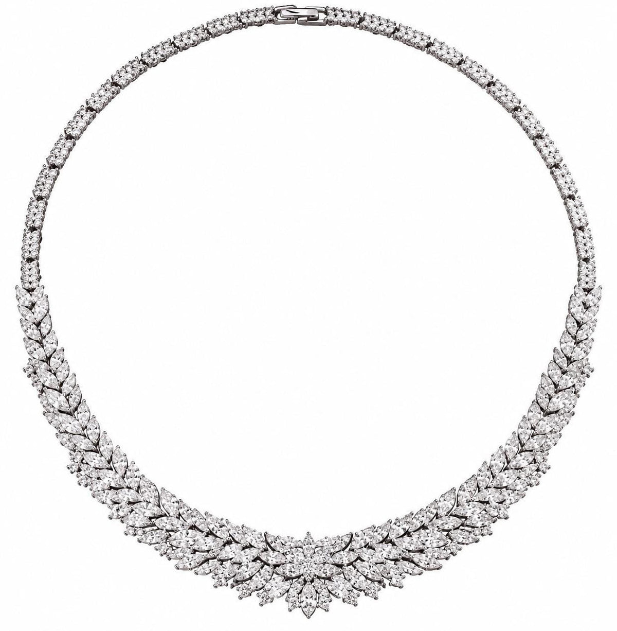 Luxury Bridal Necklace & Earrings Set – Marquise Cut Cubic Zirconia Statement Wedding Jewelry