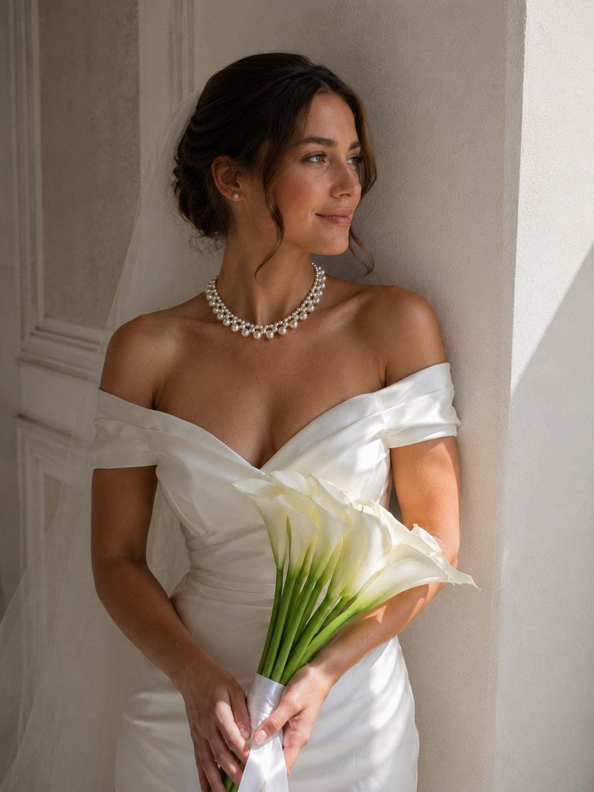 Layered Ivory Pearl Statement Necklace, Elegant Bridal Wedding Jewelry