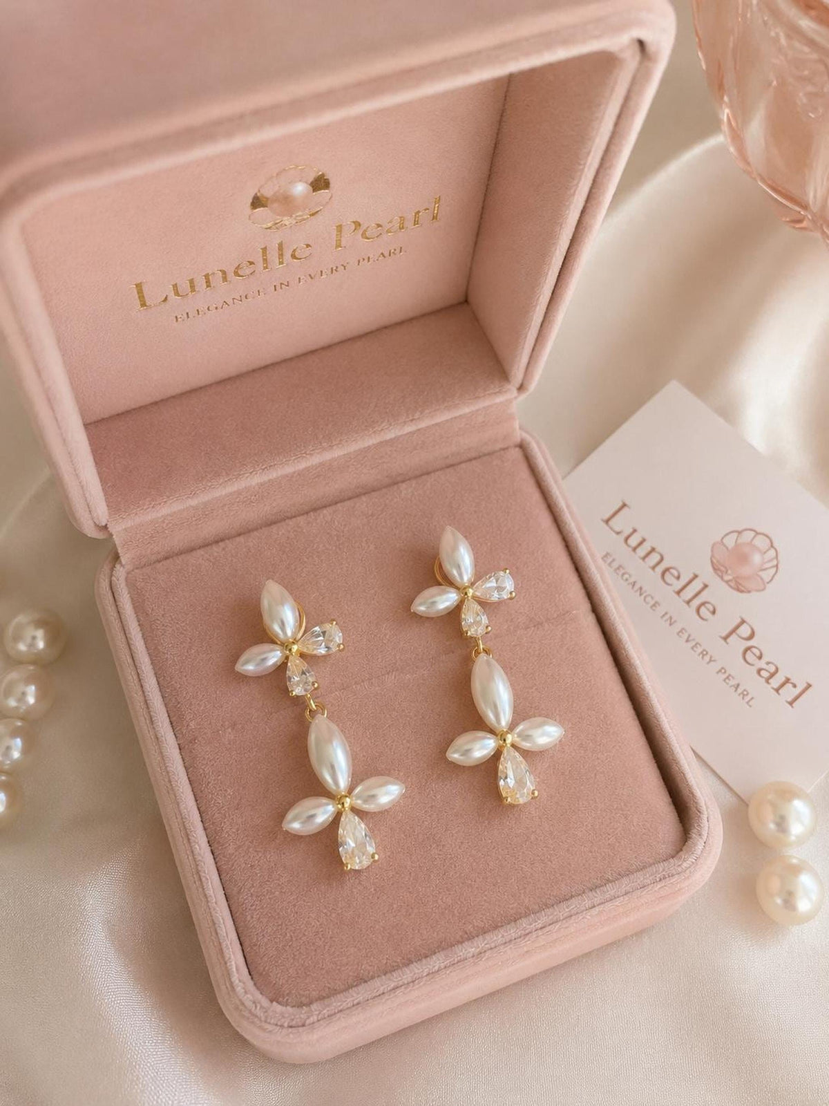 Gold Pearl Drop Bridal Earrings, Elegant Wedding Jewelry with Crystal Detailing