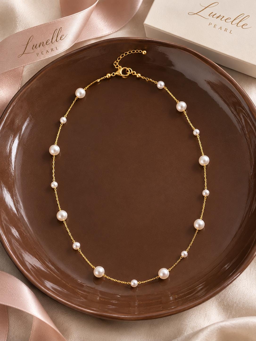 Delicate Pearl Bridal Necklace | Silver-Tone Chain, Handmade Wedding Jewelry