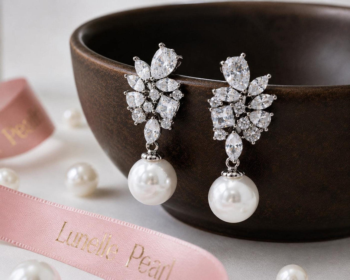 The Duchess Pearl Drop Earrings – Crystal Bridal Wedding Jewellery