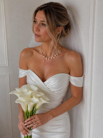 Delicate Pearl Bridal Necklace, Handmade Floating Jewelry for Brides and Bridesmaids