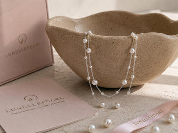 Bridal Pearl Necklace, Double Layered Gold and Silver Wedding Jewelry