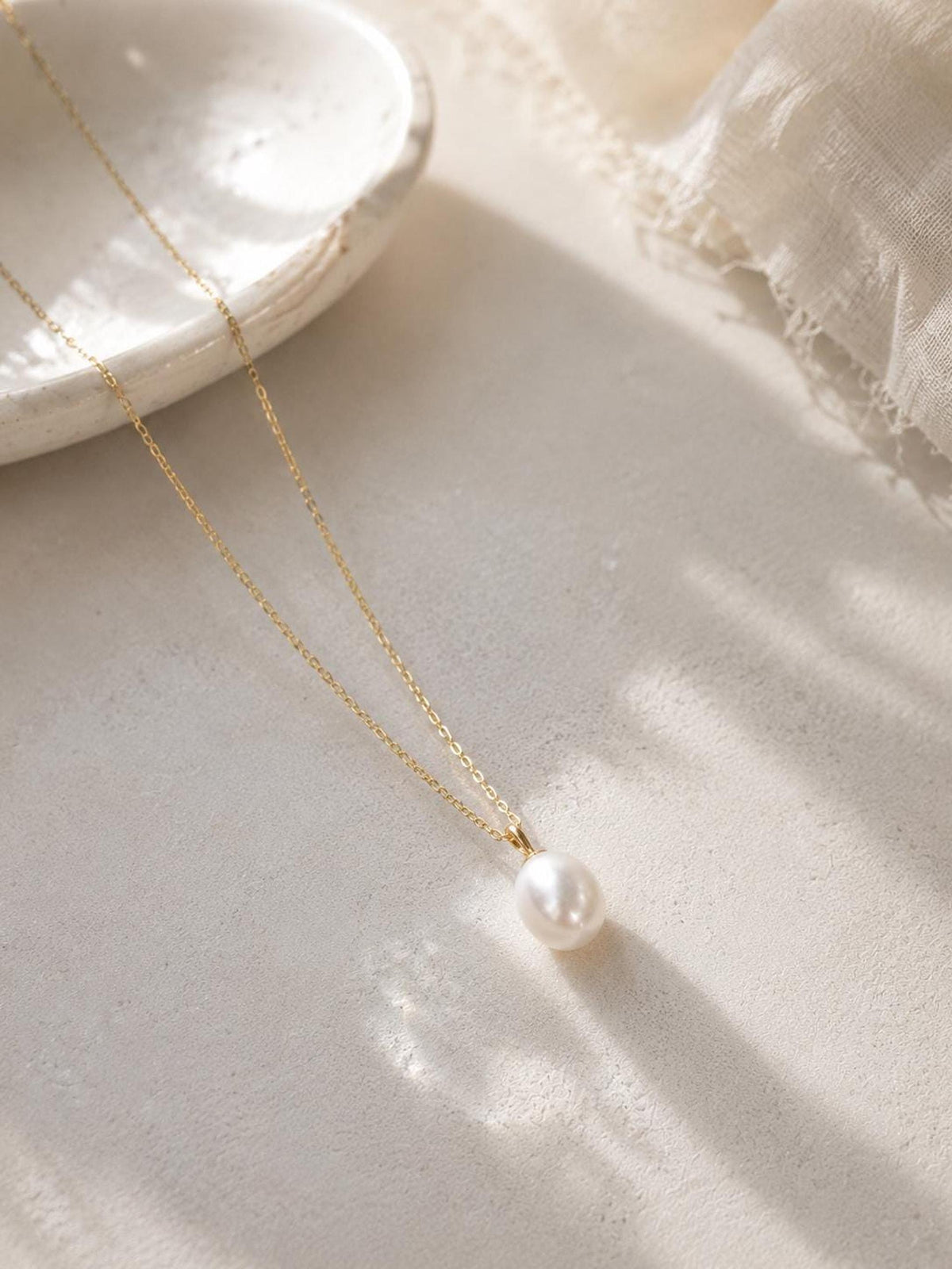Dainty Pearl Pendant Necklace | 14k Gold Plated Bridal Necklace And Silver Gift for Her