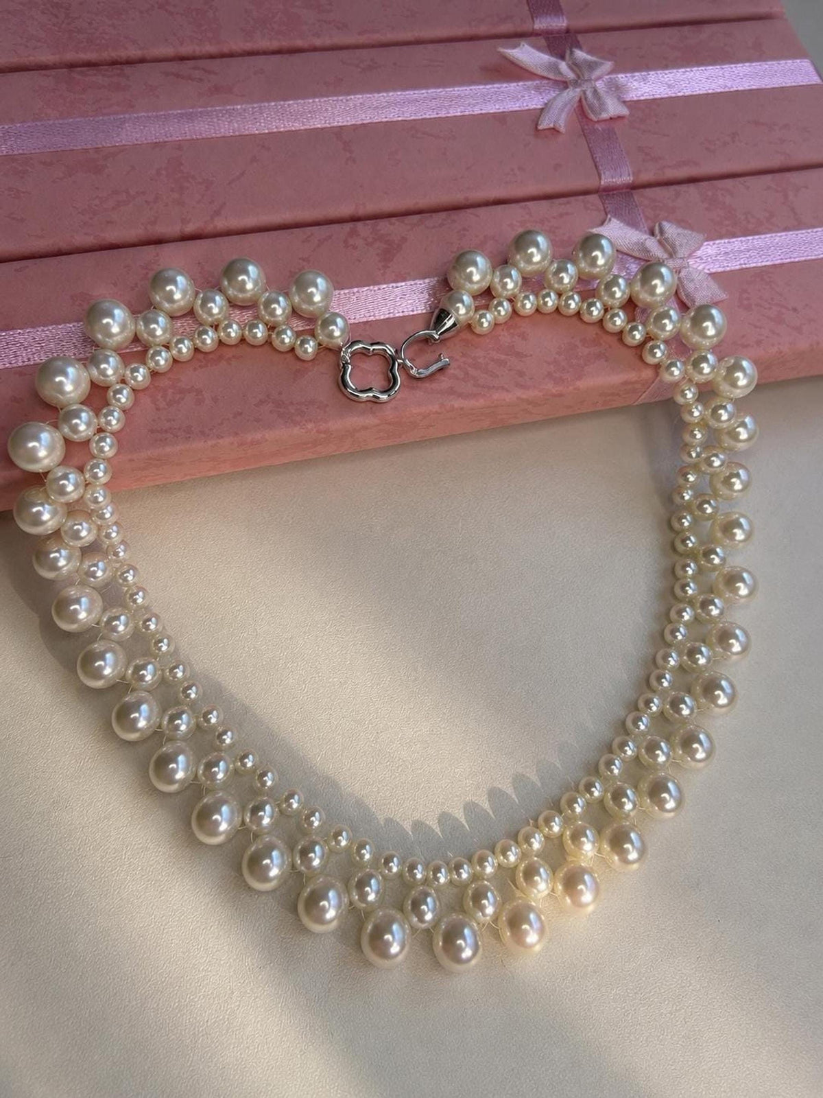 Layered Ivory Pearl Statement Necklace, Elegant Bridal Wedding Jewelry