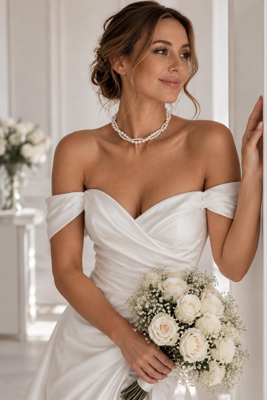 Ethereal Pearl Bridal Necklace, Brides Wedding Jewelry