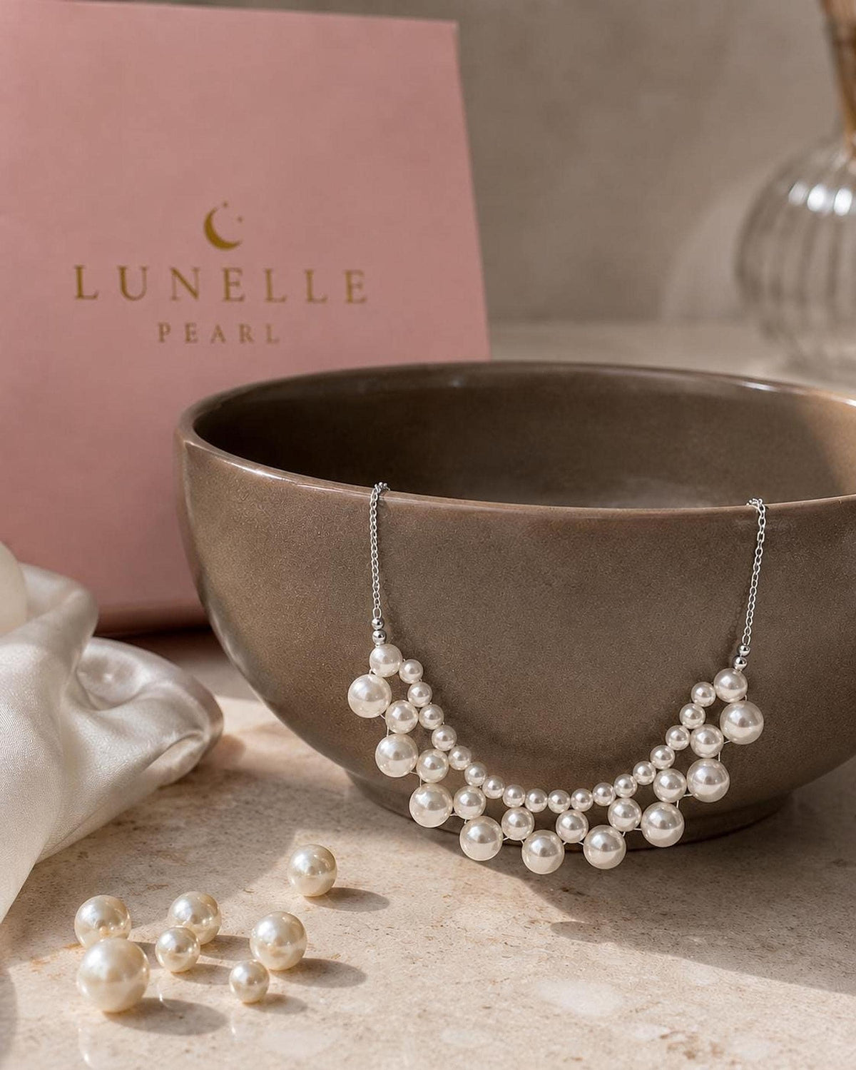 Dainty Ivory Pearl Necklace with Gold Chain, Elegant Bridal Jewelry for Special Occasions