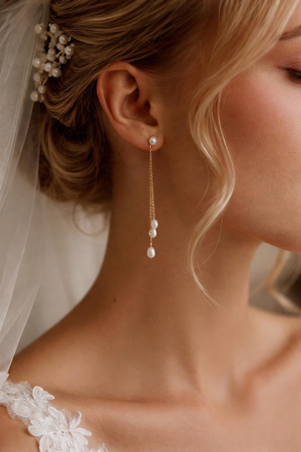 Delicate Bridal Pearl Earrings
