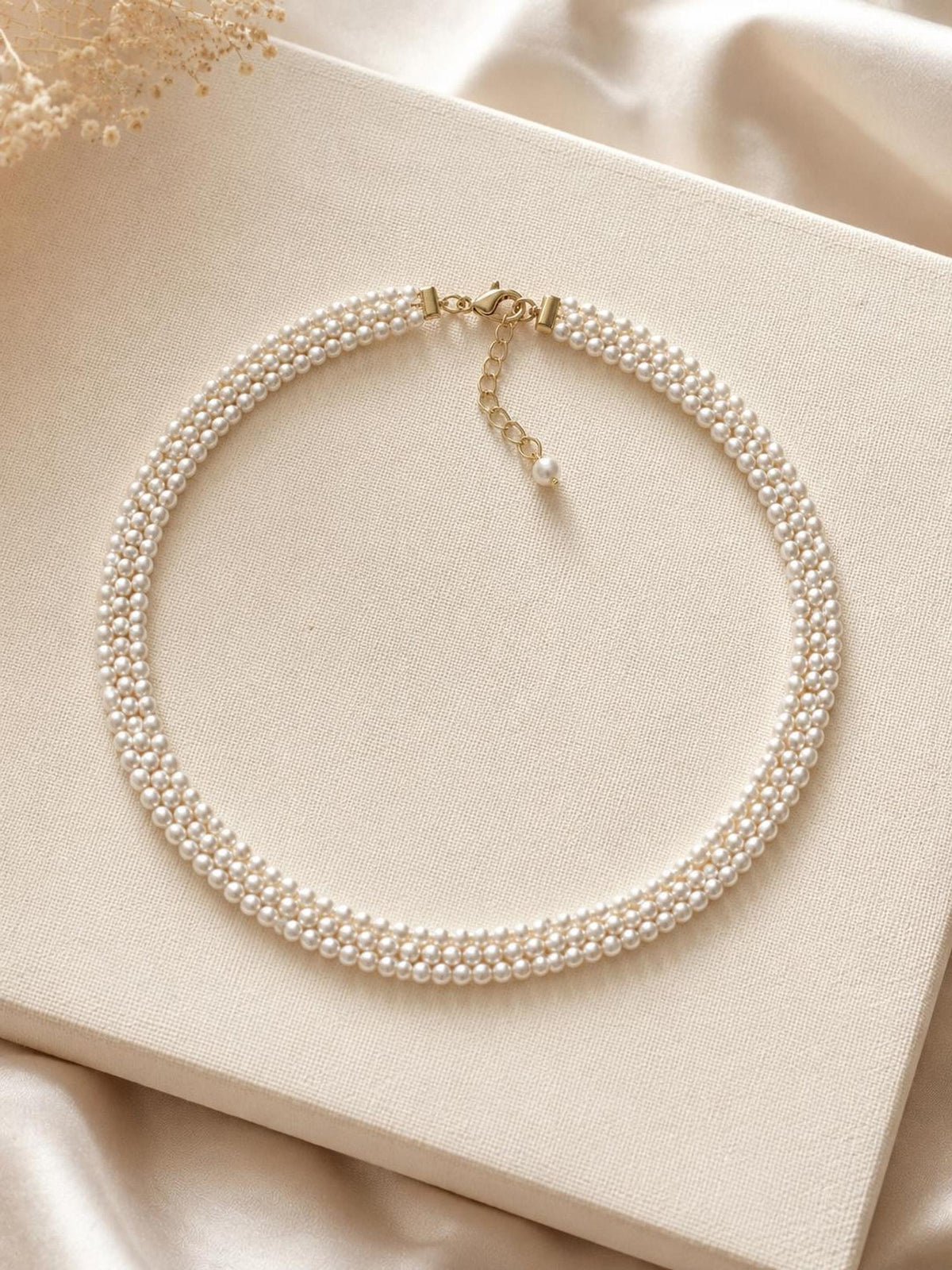Layered Pearl Choker Necklace, Elegant Bridal Jewelry with Custom Length Options