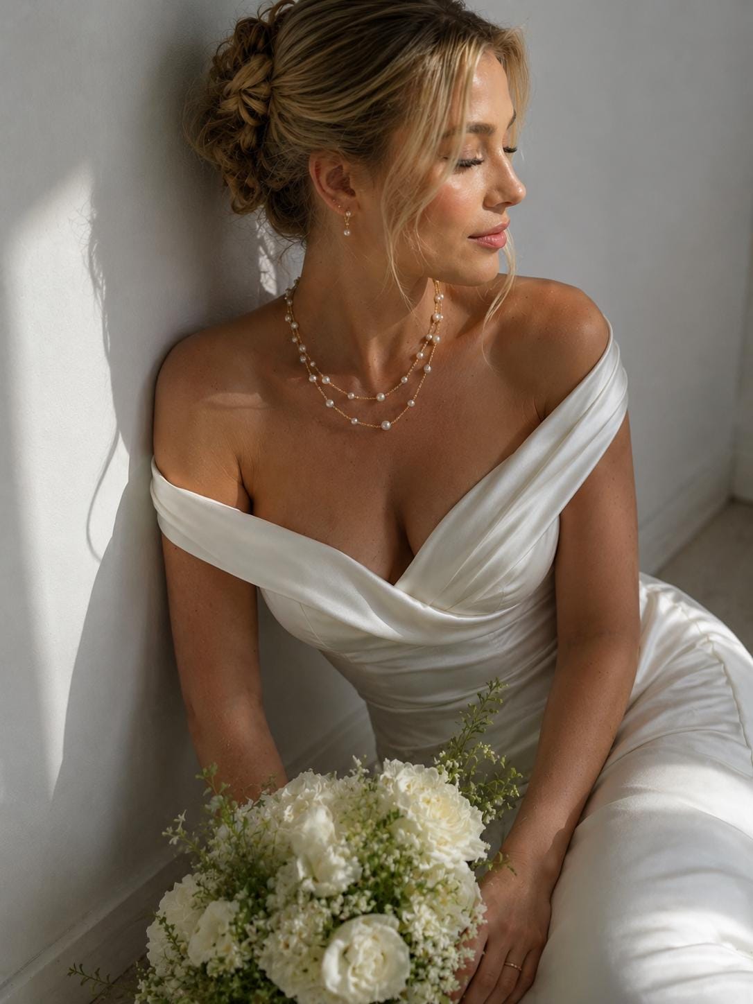 Double Layer Pearl Necklace, Bridal and Bridesmaid Wedding Jewelry