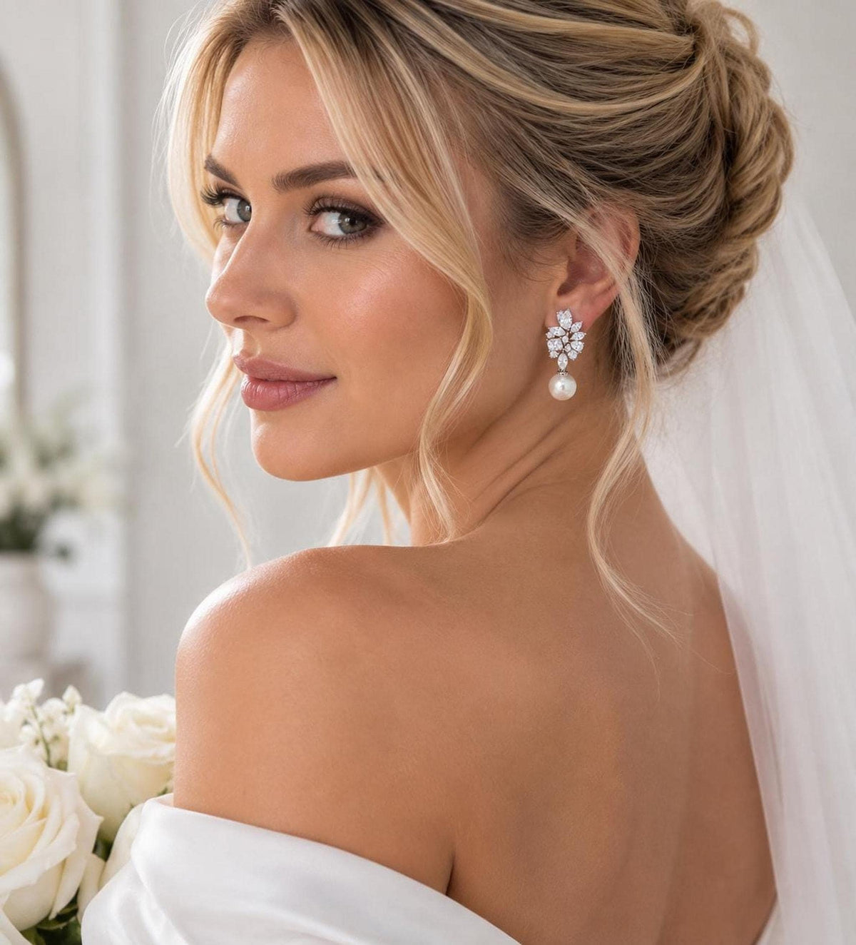 The Duchess Pearl Drop Earrings – Crystal Bridal Wedding Jewellery