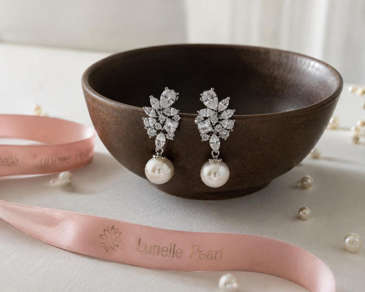 The Duchess Pearl Drop Earrings – Crystal Bridal Wedding Jewellery