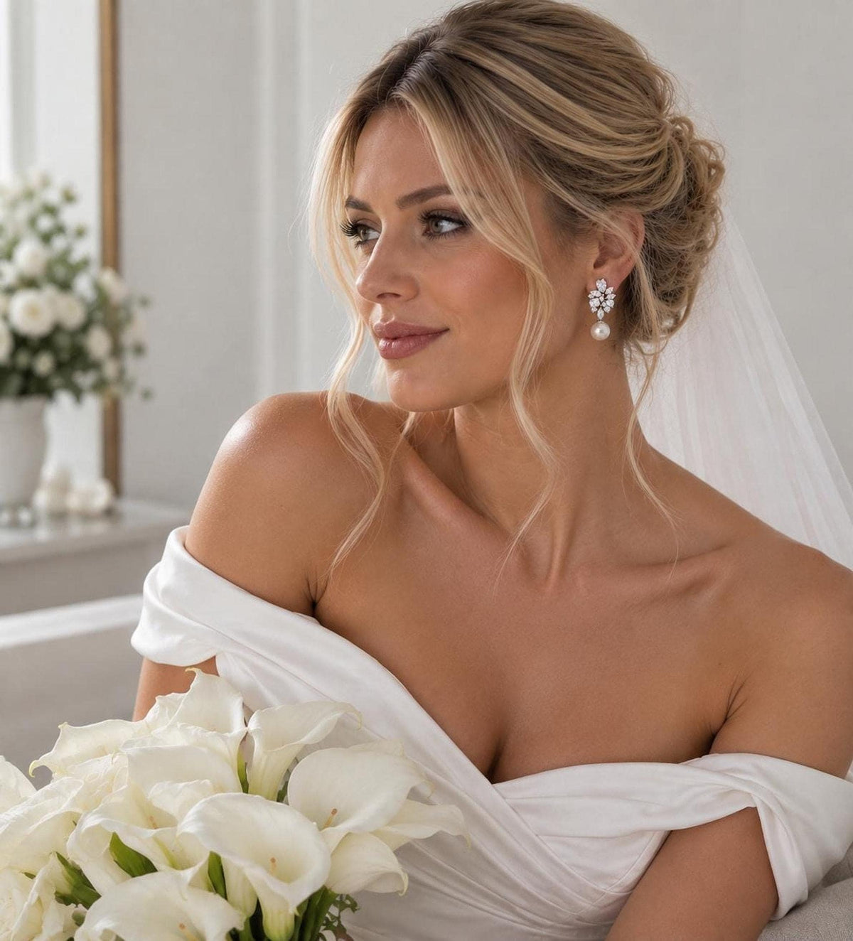The Duchess Pearl Drop Earrings – Crystal Bridal Wedding Jewellery