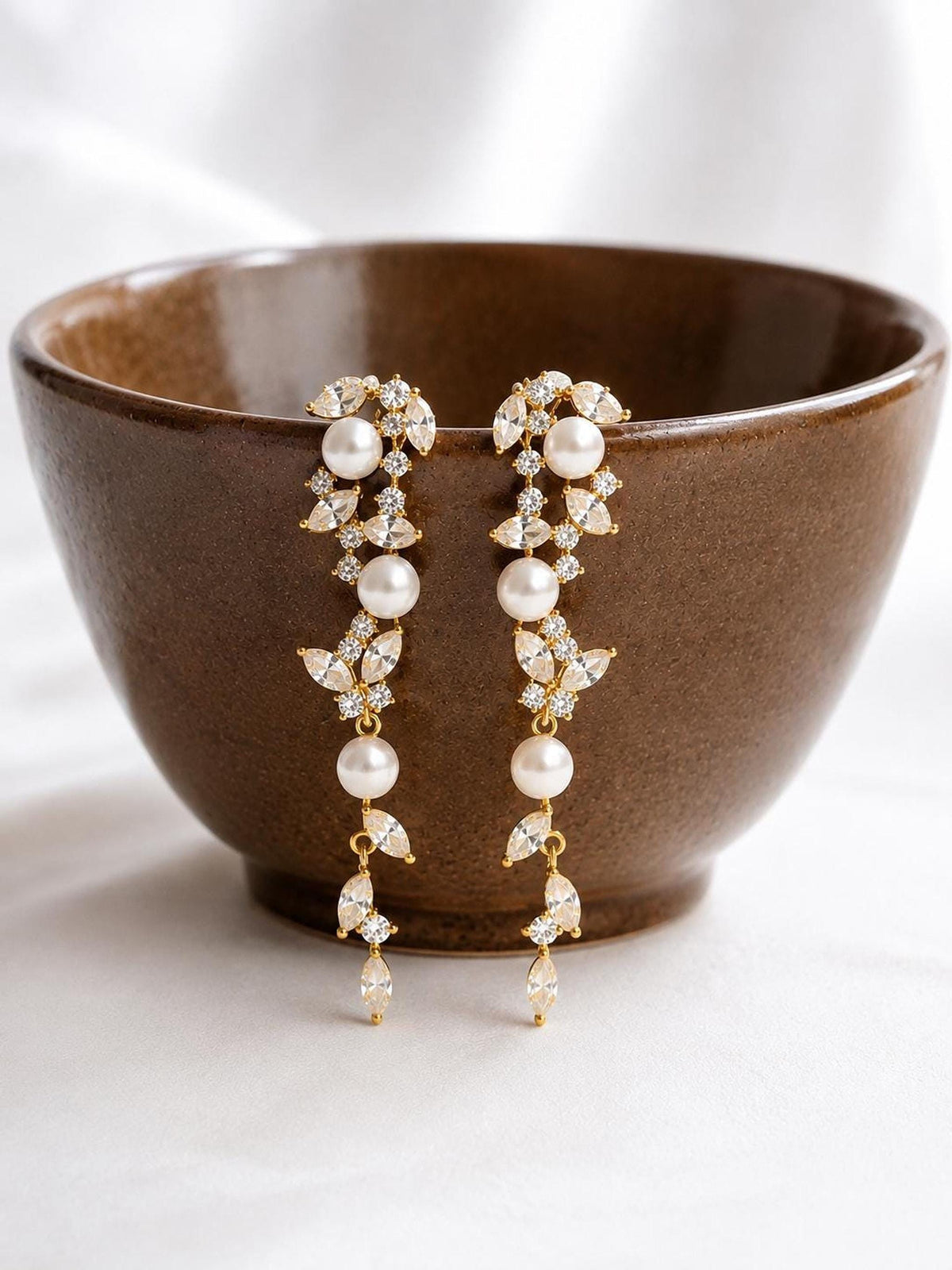 Celestia Pearl Cascade Bridal Earrings