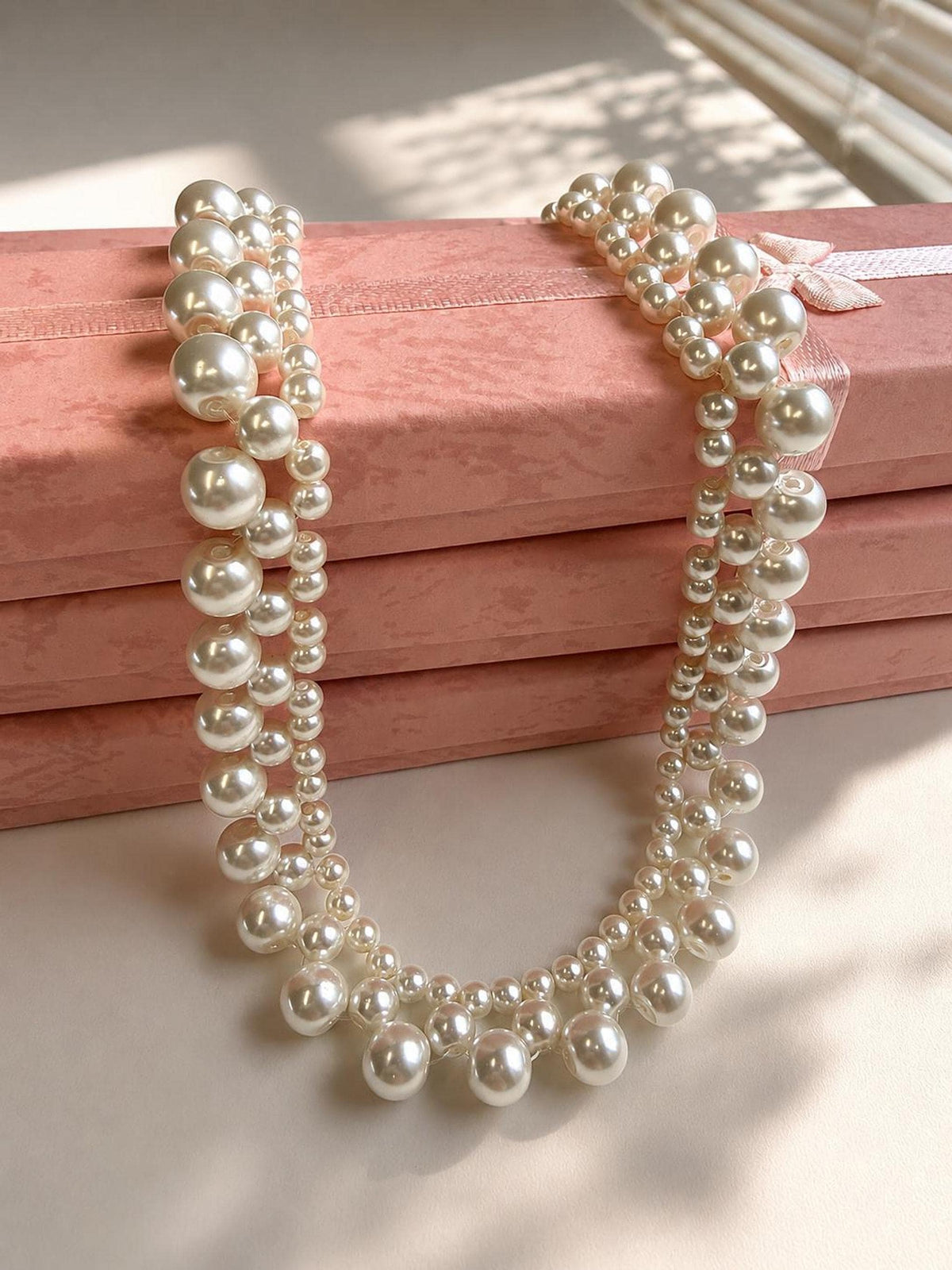 Layered Ivory Pearl Statement Necklace, Elegant Bridal Wedding Jewelry