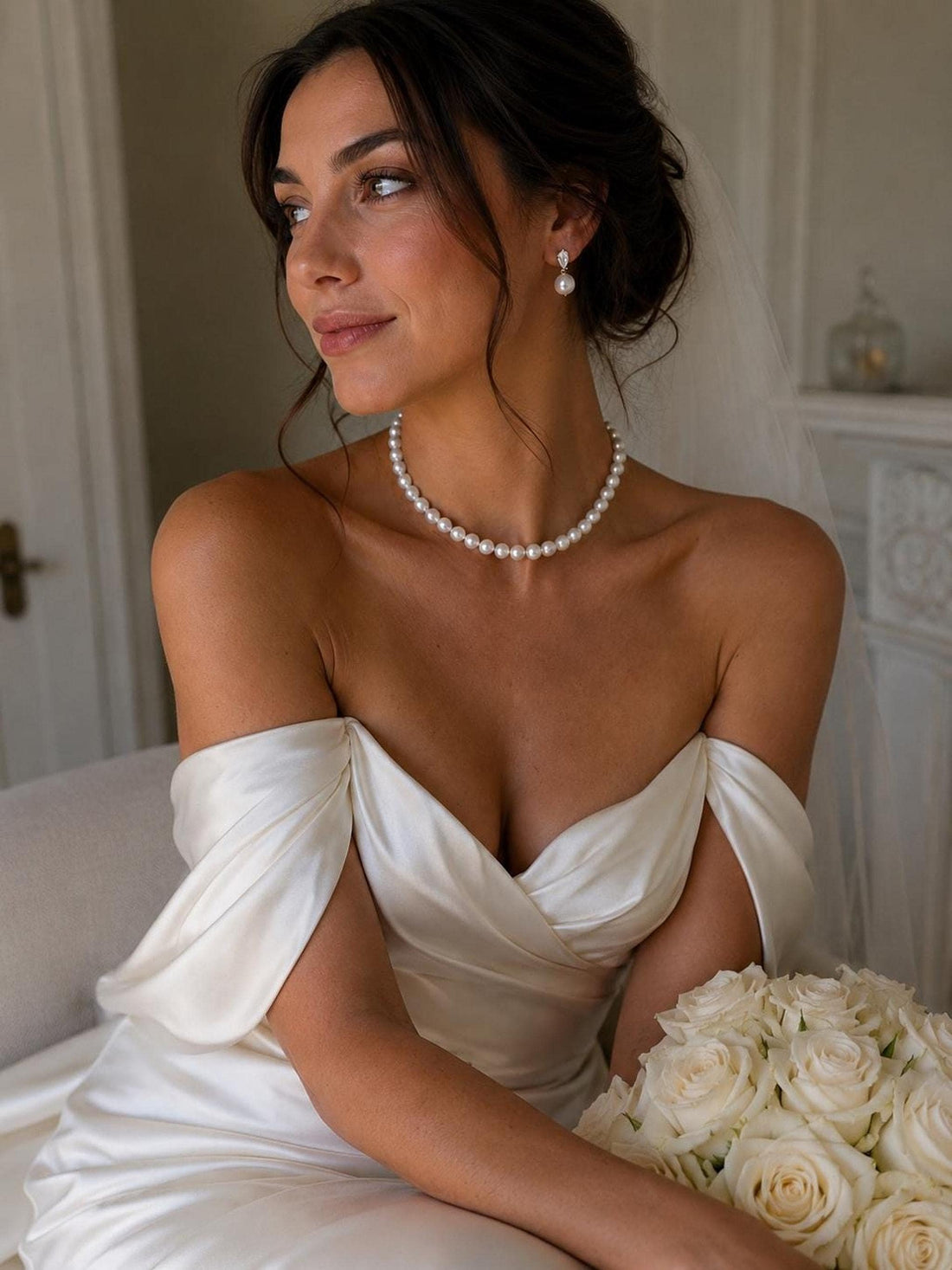 Lustrous Pearl Bridal Necklace, 8mm Pearls with Custom Lengths Available