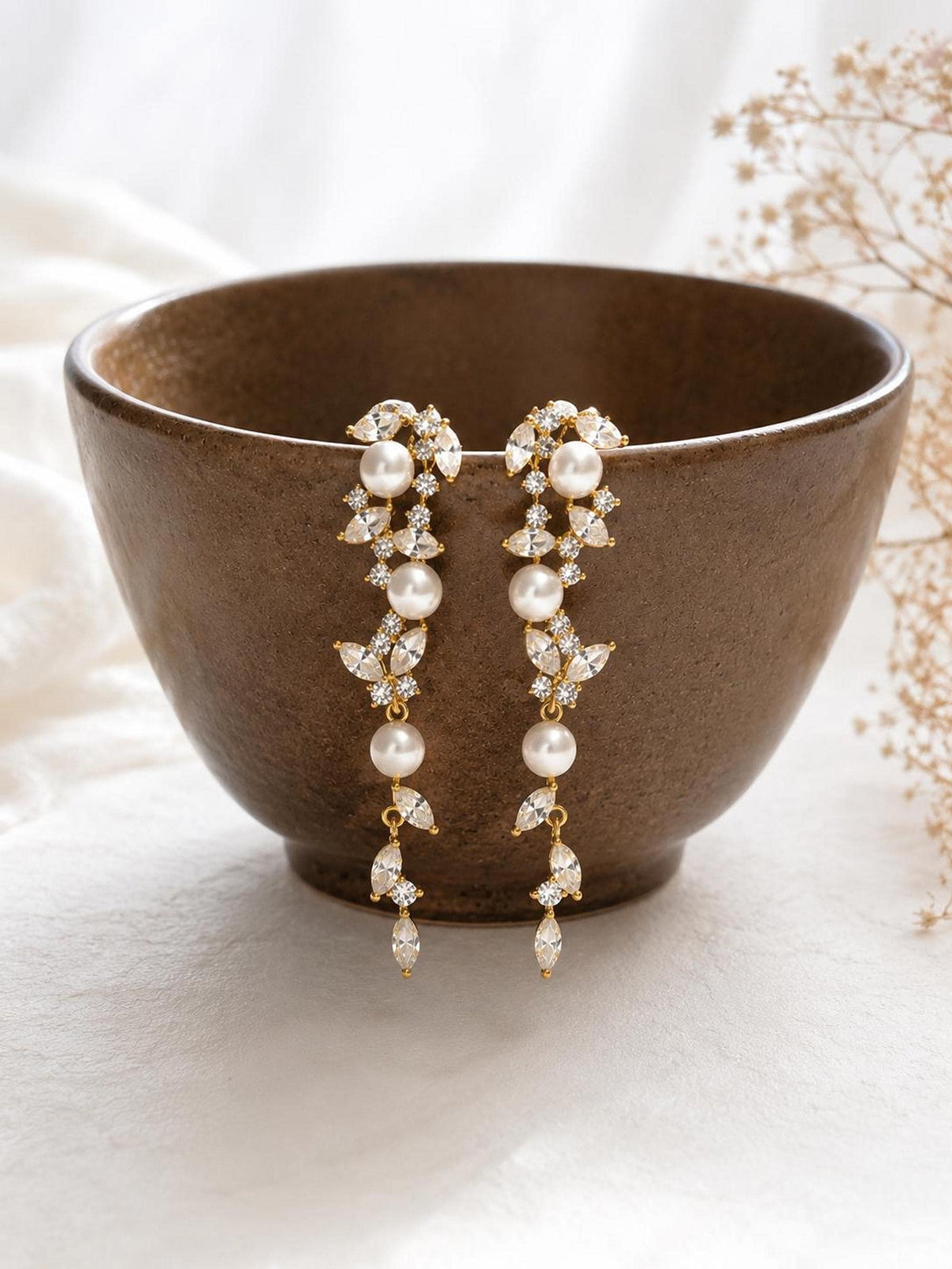 Celestia Pearl Cascade Bridal Earrings