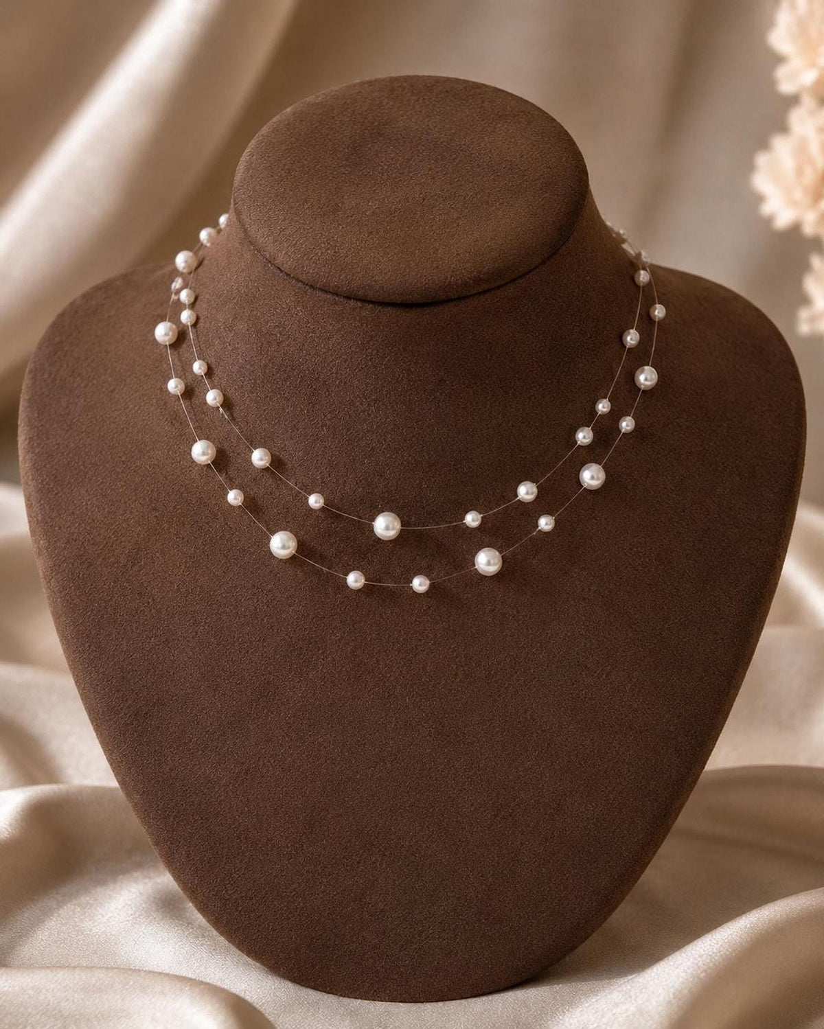 Double Layered Illusion Pearl Necklace