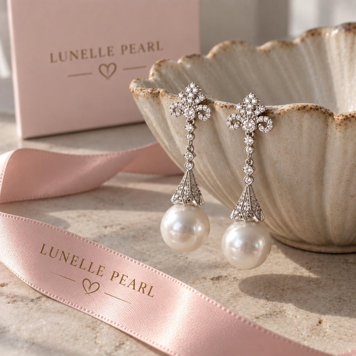 Countess Fleur Pearl Drop Earrings, Crystal Bridal Jewelry, Silver Filled, Art Deco Style