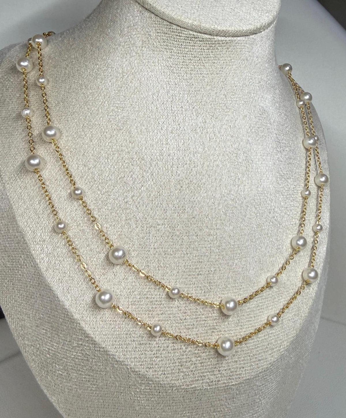 Double Layer Pearl Necklace, Bridal and Bridesmaid Wedding Jewelry