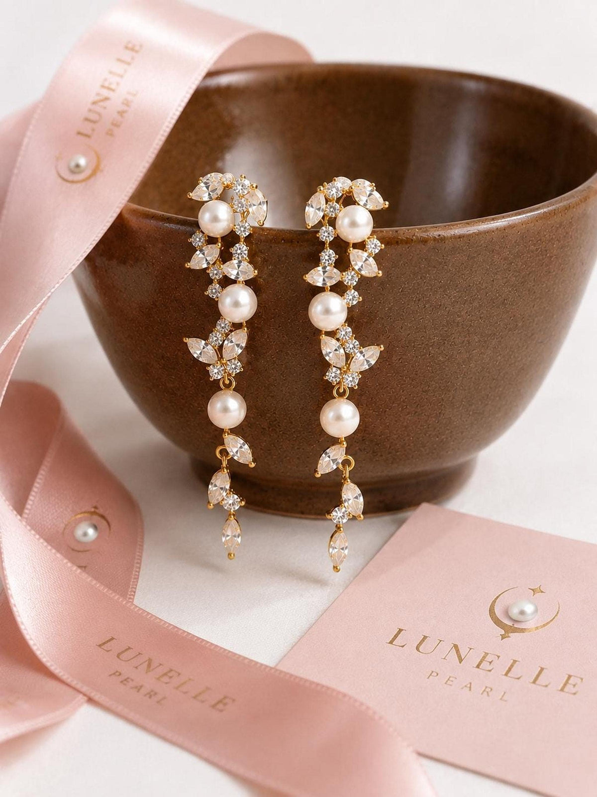 Celestia Pearl Cascade Bridal Earrings