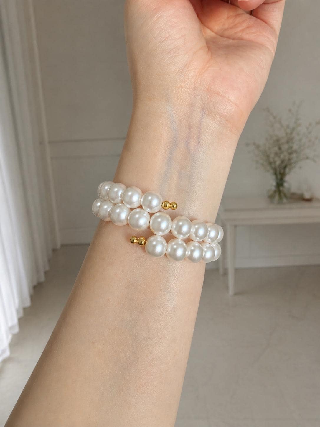 Multi-Strand Pearl Cuff Bracelet, Elegant Bridal Jewelry for Weddings