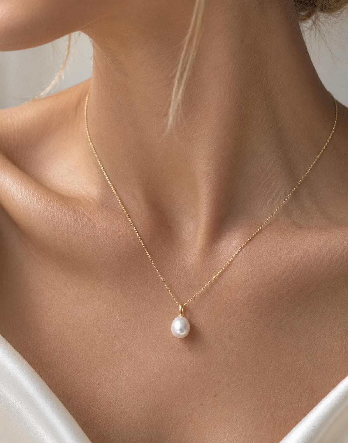Dainty Pearl Pendant Necklace | 14k Gold Plated Bridal Necklace And Silver Gift for Her