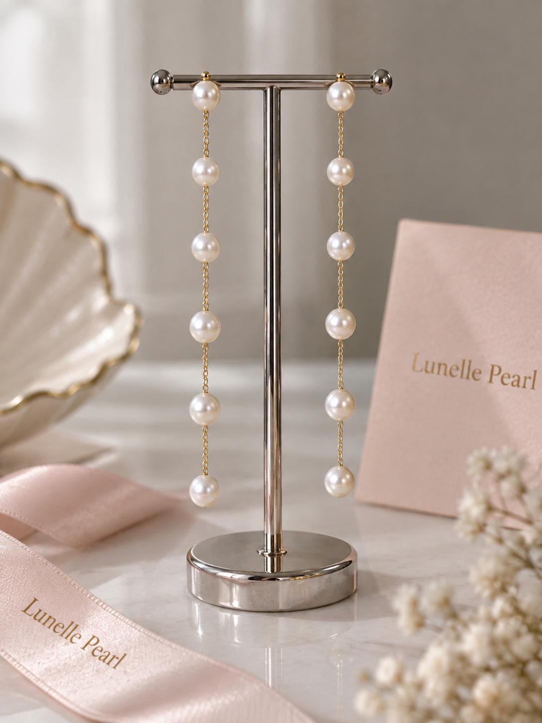 Pearl Drop Earrings, 14K Gold Plated, Bridal Wedding Jewelry