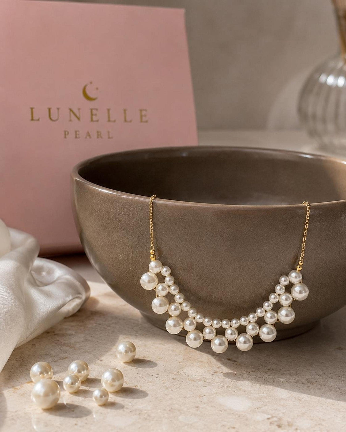 Dainty Ivory Pearl Necklace with Gold Chain, Elegant Bridal Jewelry for Special Occasions